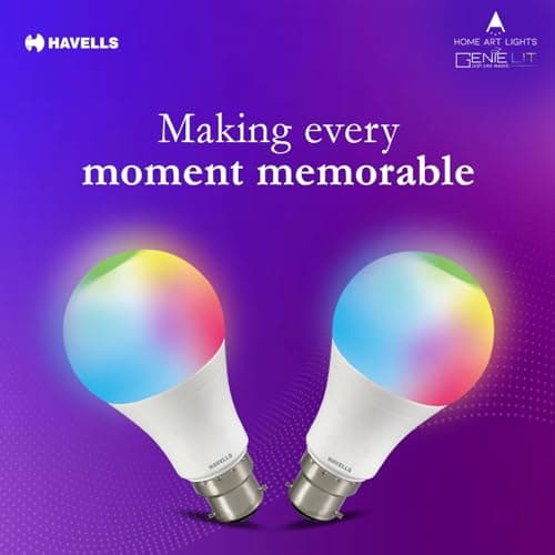 Havells Glamax 9W LED WiFi Smart B22 Bulb|Energy Efficient|Music Sync Function|Compatible with Amazon Alexa and Google Assistant|Multi User Feature|Made in India|Pack of 2 2