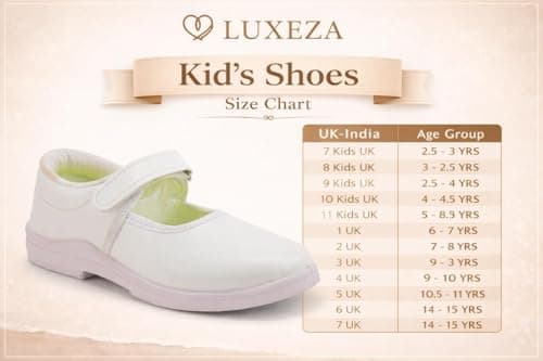 LUXEZA Girls Ballerina School Shoes | Black & White Uniform Shoes | Adjustable Hook & Loop Velcroo Closure | Memory Foam Cushion & Anti-Bacterial Technology | Lightweight, Comfortable, Durable & Anti- 4