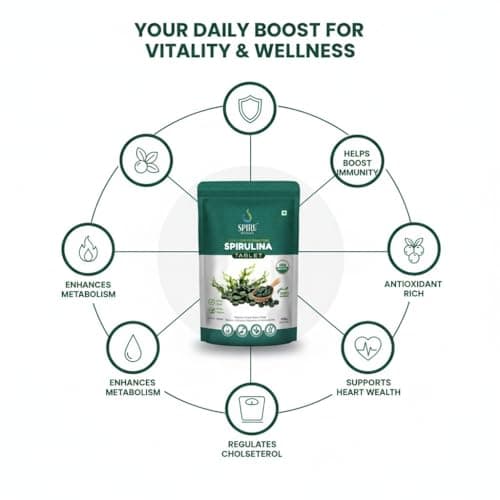 SPIRU SWASTHA Pure Spirulina Tablets (500mg) | 100% Organic Origin Superfood for Immunity, Energy & Hair Growth | High Protein Vegan Supplement | 200 Tablets (100g Pouch) 5