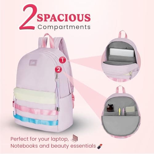 Genie Kpack Laptop Backpack for 15.6 Inch Laptop, Lavender | Spacious College & Office Backpack for Women & Girls 2