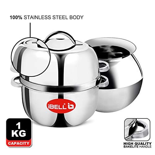 iBELL 1 kilogram Premium Stainless Steel Steam Pot, Thermal Rice Cooker, Induction Based Pot with Rubber Gasket 4