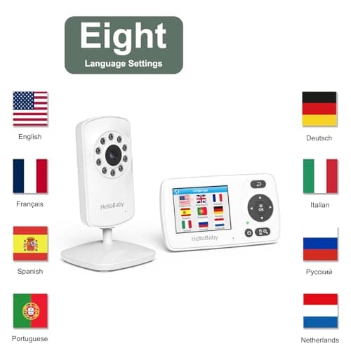 HelloBaby Monitor with Camera and Audio, 1000ft Long Range Video Baby Monitor-No WiFi, Night Vision, VOX Mode-Power Saving, 2.4'' Portable Travel Screen, Baby Safety Camera, for Baby/Pet, Plug & Play 3