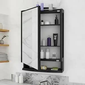 ZOLMIX® Premium Bathroom Cabinet with Mirror and Large Storage Space| Strong Plastic Wall Shelf, Accessories Organizer| Multipurpose Bathroom Shelves Organiser, Decorative Prime Look - Black