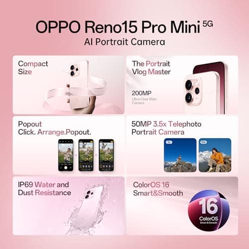 Oppo Reno15Pro mini 5G (Crystal Pink, 12GB RAM, 256GB Storage) with No Cost EMI/Additional Exchange Offers 2