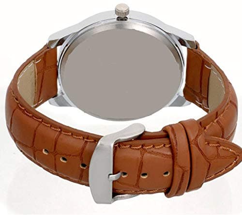 Acnos® Premium Brown Leather Belt Chonograph Good Looking White Dial Analog Watch For Men Pack Of - 1 3