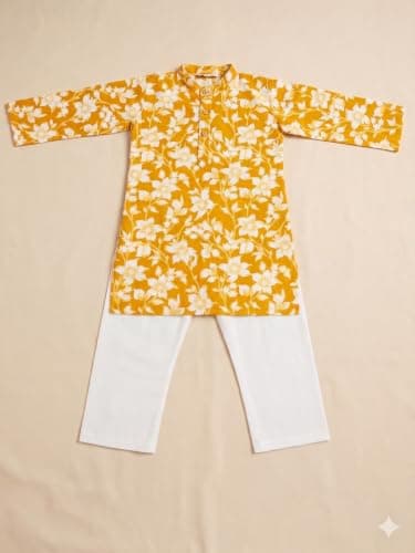 A.T.U.N. (ALL THINGS UBER NICE) Boys 100% Cotton Kurta Pyjama Set | Traditional Ethnic Wear Outfit for Kids | Soft Breathable Printed Kurta with Comfortable Pyjama | Festive Celebration Clothing Set 4