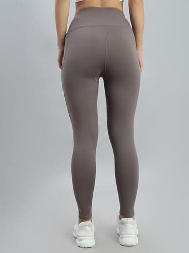 GO COLORS High Waist Gym Fitness Leggings with Pockets for Women | Nylon Stretch, Activewear, Grey 4