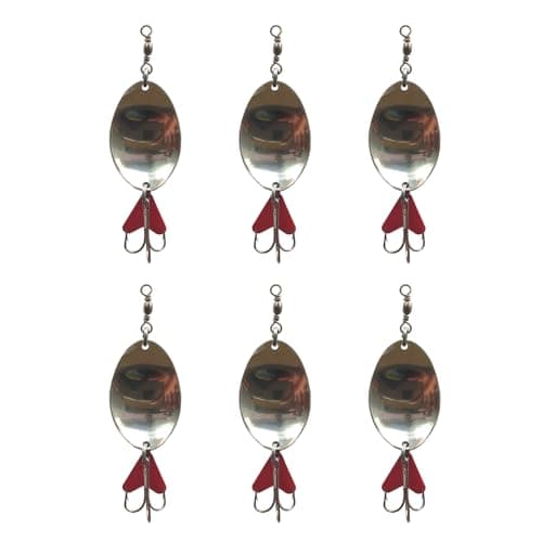 CORAL INDIA - 19gm HYDERABADI Handmade Fishing Spoon Stainless Steel Silver Lure Fishing Tools Accessories Hard Fishing Lures Treble Hooks Metal Lure Baits (19gm-Hyderabadi-Spoon-Pack06)
