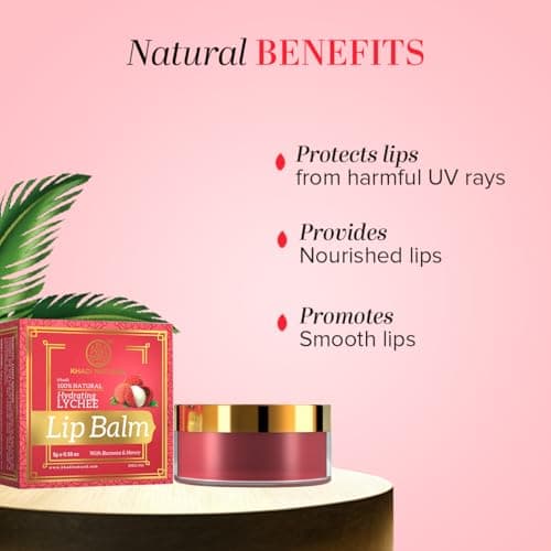Khadi Natural Lychee Lip Balm with Beeswax & Shea Butter | Softens and Hydrates Lips | Free from Harsh Chemicals | Unisex | 5g 5