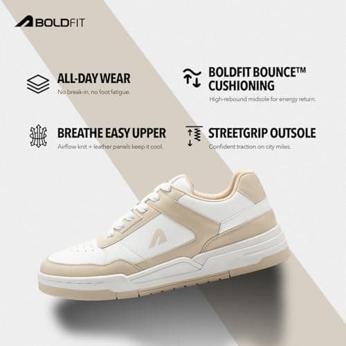 Boldfit Sneakers for Man Lightweight Shoes for Men Comfortable Sneakers for Men Air Mesh Casual Shoes Mens Soft Cushion Insole Lace Up Casual Boys Shoe Sneaker DripBloc, Beige, UK 09 4
