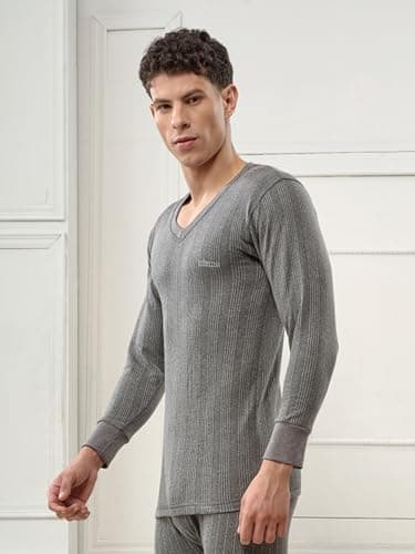 Lux Inferno Cotton Men's Regular Fit Thermal Top (Inferno_Ch_Fs_Vn_90_Charcoal Melange_Large) 4
