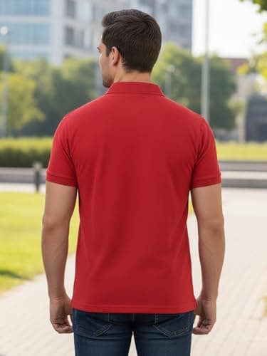 SMAN Men's Polo T-Shirt Regular Fit Half Sleeves with Pocket and Bottom Neck Collar for Casual and Daily Use. (XX-Large, RED) 3