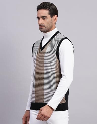 Monte Carlo Mens Self Design Black V Neck Sleeveless Sweater (1243357SL-1-38) 2