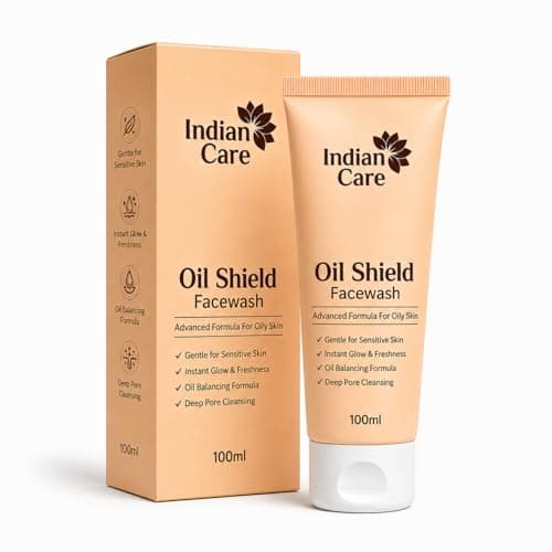 Indian care Oil Shield Facewash (100ml) – Advanced Oil Control & Deep Pore Cleansing with Rice Water & Niacinamide – Non-Greasy, Instant Glow for Oily and Sensitive Skin -Pack Of 1