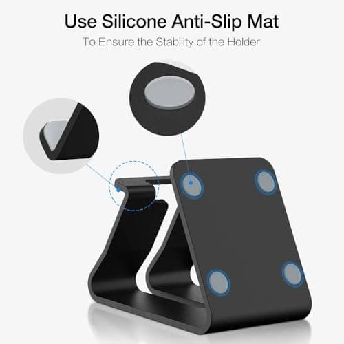 J'TTON Aluminium Desktop Stand Holder for Mobile Phone and Tablet (Up to 10.1 inch) Cell Phone Stand Tablet Stand (Black) 3
