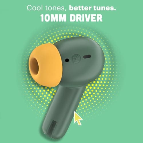 Noise Pop Buds Truly Wireless Earbuds with 50H of Playtime, Quad Mic with ENC, Instacharge(10 Min=150 Min) Bluetooth V5.3(Forest Pop) True Wireless 6