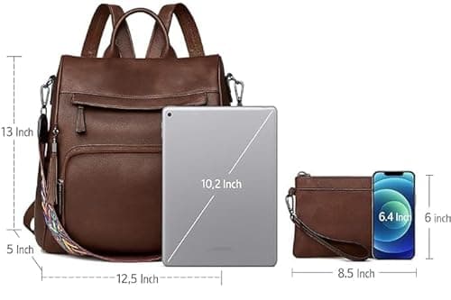 ProArch Anti-Theft Leather Backpack & Purse for Women | Combo Pack | Shoulder Bag for Women and Girls | College Bag for Girls | Multipurpose Travel Bag | Durable | PU Leather (BrownTL) 3