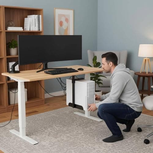 SNAPPSY Space Saving Hanging Computer Case Holder Easy Installation Under Desk Computer Mount Heavy Duty Adjustable Computer Computer Case Bracket Improved Ventilation for Gaming Setup, Black 3