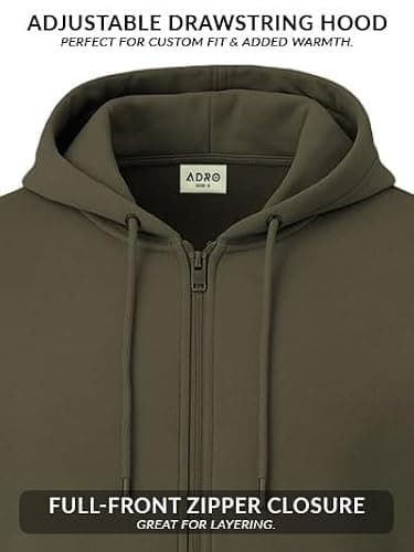 ADRO Men's Solid Cotton Zipper Hoodies (ZH22-M-PLN-OL_Olive_L) 4