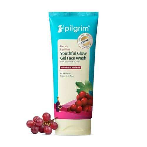 Pilgrim French Red Vine Face Wash with Vitamin C & goodness of Aloe for Anti Ageing & Dark Spots |Face wash for dry skin | Face cleanser for dry skin | Men and Women|100ml
