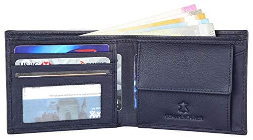 NAPA HIDE Leather Wallet for Men I Handcrafted I Credit/Debit Card Slots I 2 Currency Compartments I 2 Secret Compartments (Blue) 3