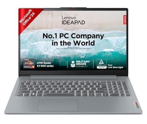 Lenovo Ideapad Slim 3 AMD Ryzen 5 7520U 15.6" (39.6cm) FHD Thin and Light Laptop (16GB/512GB SSD/Windows 11/Microsoft 365 Basic + Office Home 2024/Backlit Keyboard/Grey/1.6Kg), 82XQ00XDIN