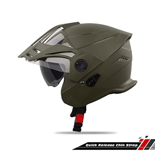 Steelbird Sbh-23 Gt Plus Open Face Isi Certified Motorcycling Helmet With Inner Sun Shield (Medium 580 Mm, Dashing Battle Green) 4