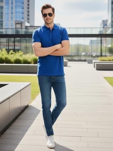 SMAN Men's Polo T-Shirt Regular Fit Half Sleeves with Pocket and Bottom Neck Collar for Casual and Daily Use. (Medium, Royal Blue) 5