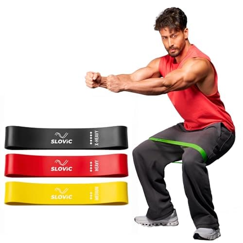 SLOVIC Resistance Bands Mini Loop | Loop Hip Band for Women & Men for Hip, Glutes, Legs and Squats Exercises | Thera Band for Fitness | Gym Equipment for Home Workout | Resistance Band Set of 3