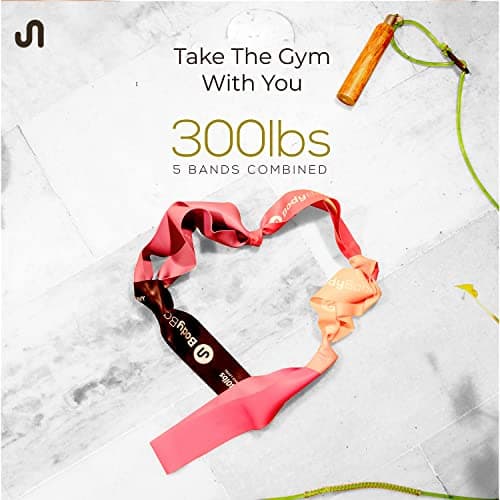 BodyBand Resistance Bands for Exercise for Men and Women Miniloop Resistance Band for Workout in Gym, Home Toning Band - Mini Loop Band Set of 5 Multicolor (Cherry Set) 2