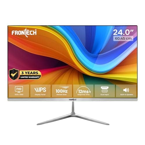 FRONTECH LED Monitor 24 inch (60.4 cm), 250 nits, 100Hz, Full HD 1920x1080, IPS Panel, HDMI, VGA, Built-in Speakers, Ultra Slim Bezel, 3 Years Warranty (MON-0089)