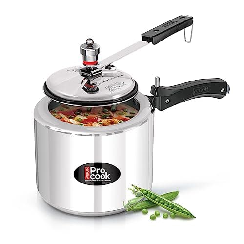 Milton Pro Cook Induction Cookware & Gas Stove Friendly Aluminium Pressure Cooker with Inner Lid, 3 Litre | Food Grade Nitrile Gasket System | ISI Certified | 5 Years Warranty | Silver