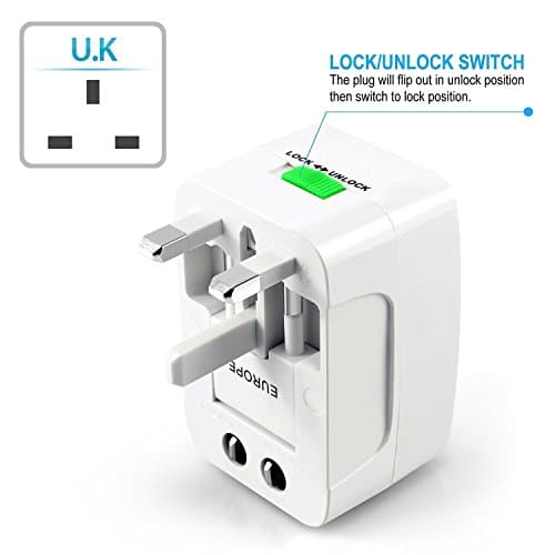 MX Universal Travel Adapter Worldwide All in One Plug for 150+ Countries, International Power Adapter with US UK EU AU Plug, Compact Travel Adapter with LED Indicator for Mobile Laptop Charger 3