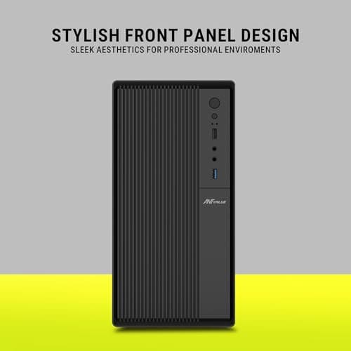 Ant Value VM3P Mid-Tower Computer Case/Office Cabinet - Black | Support Micro ATX, ITX | Built-in 2X USB Ports and Pre-Installed Power Supply 2