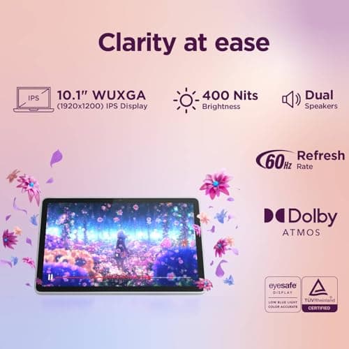 Lenovo Tab| 10.1 Inch Display| Wi-Fi Only| 4GB RAM + 128GB ROM (Expandable up to 1 TB)| Metal Body| Dual Speakers with Dolby Atmos| Android 14| Color: Polar Blue 2