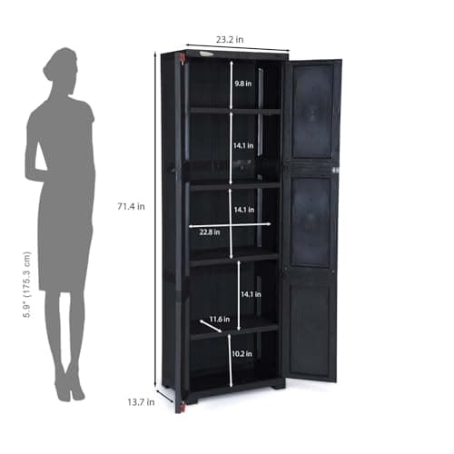 Nilkamal Freedom Large (FML) 5 Shelves Plastic Bookshelf with 3-Year Warranty| Multipurpose Storage Cabinet & Book Rack for Home | Durable, Waterproof, Easy-Clean | Book Organiser | Charcoal Grey 5