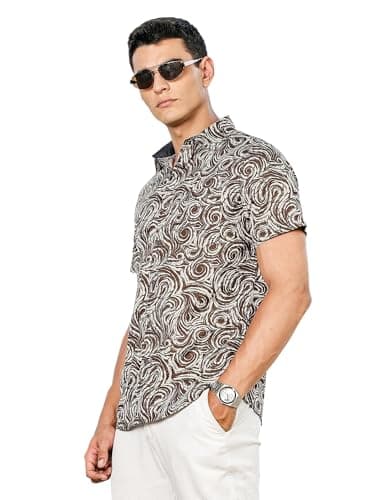 Thomas Scott Men's | All Over Printed | Spread Collar | 100% Cotton | Short Sleeve | Shirts for Men (Available in Plus Size) Green