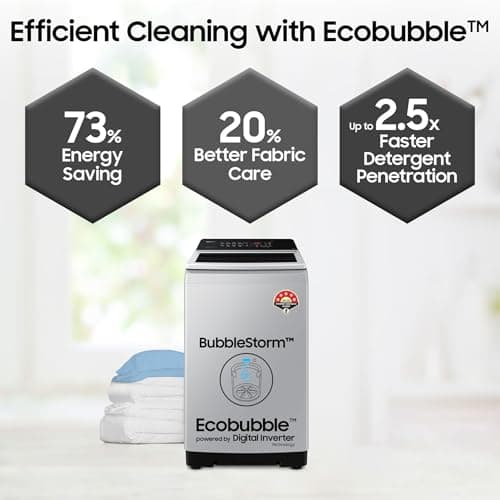 Samsung 7 kg, 5 Star, Eco Bubble Technology, Digital Inverter Motor, Soft Closing Door, Fully-Automatic Top Load Washing Machine (WA70BG4441YYTL, Lavender Gray) 4