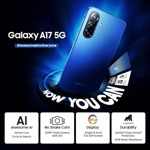 Samsung Galaxy A17 5G (Gray, 8GB RAM, 128GB Storage) | 50 MP No Shake Camera | Gemini Live | Circle to Search | Super AMOLED | Corning Gorilla Glass Victus | 7.5mm Sleek | AI 3