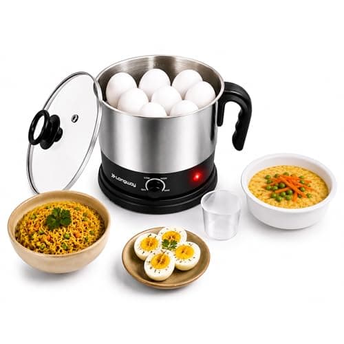 Longway Multipurpose Electric Kettle 1.5 litre, 3 Heating Modes Stainless Steel Body with Glass Lid, kettle for hot Water, Milk, Tea and Coffee, Noodles, Soup, Rice, Egg Boiling | Black & Silver