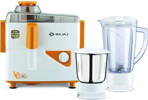 Jx4 neo Juicer Mixer Grinder, 450W, Orange and White, 2 Jars, 1.1L Capacity, 100% Copper Motor, Centrifugal Juicer
