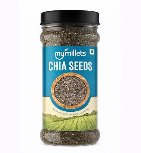mymillets Chia Seeds 450g Whole Raw | Omega 3 Fibre Rich Superfood | Weight Loss Detox Drink Seeds | Gluten Free Healthy Diet Food Smoothie Pudding Jar India