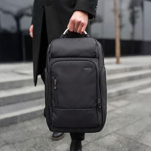 Timus Seattle Black Professional Laptop Backpack for Men & Women 24 L with 15.6 Inch Laptop Compartment | Water resistant with USB Port Anti-Theft Bag | Premium Polyester Fabric 2
