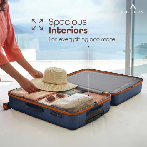 Aristocrat Airpro-Max Set of 2 Cabin & Medium Size Trolley Bags, Lightweight Polypropylene Case Luggage, 8 Wheels, Combination Lock, Travel-Friendly, 3-Yr International Warranty, Spanish Blue 5