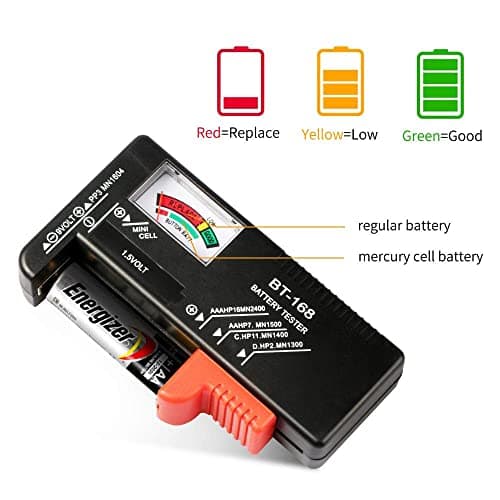 ROBOWAY 2Pcs BT-168 Universal Battery Tester for AA AAA C D 9V & Button Cell | No-Battery Required | Analog Color Meter | Household & Rechargeable Battery Checker (Pack of 2) 5
