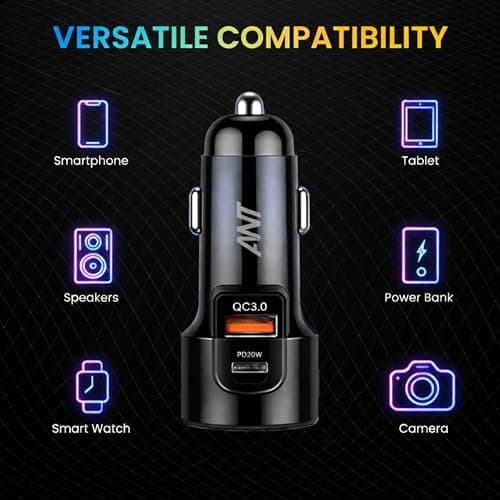 Ant Trigger 10 Dual USB Car Charger 48W, PD 3.0 & Quick Charge Fast Charging Car Adapter with 2 USB Ports for Smartphones Tablets Laptops Smartwatch 2