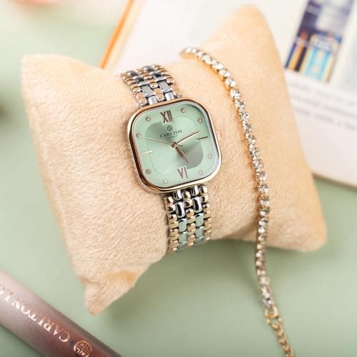 Carlton London Mint Green Dial Women’s Watch with Bracelet Set – Elegant Rose Gold Strap, Stylish Quartz Timepiece, Water Resistant Ladies Accessory | Gift Box for Anniversary & Birthday | Luxury squa 3