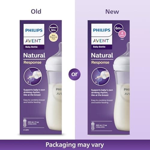 Philips Avent Natural Baby Plastic Feeding Bottle | No.1 Brand Recommended by Moms Worldwide | Ideal for 6 months+| Natural Response Technology Mimics Breastfeeding | Uniquely Designed Nipple releases 2