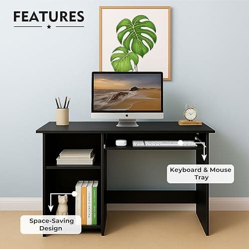 Callas Engineered Wood Computer Desk with Keyboard Tray – Small Modern Writing Desk for Home Office, Bedroom, or Living Room – Sturdy & Simple Laptop Table (CB-ST-04-Black) 5