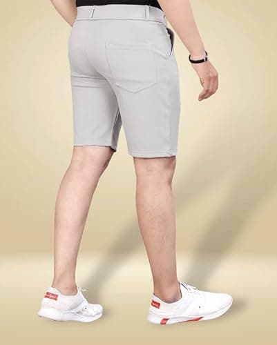 STYLES ERA Twill Lycra Men Shorts | Comfortable Stretchable Fabric | Casual & Sports Wear | Stylish Standard Fit Bottom Wear for Men Light Grey 4